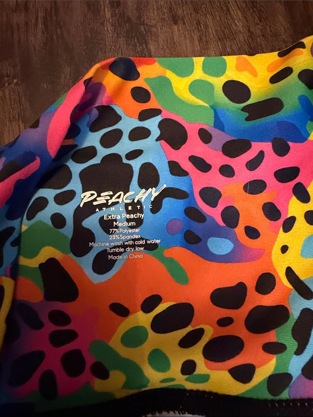 Peachy Women's Rainbow Leopard Bike Shorts - Picture 3 of 4